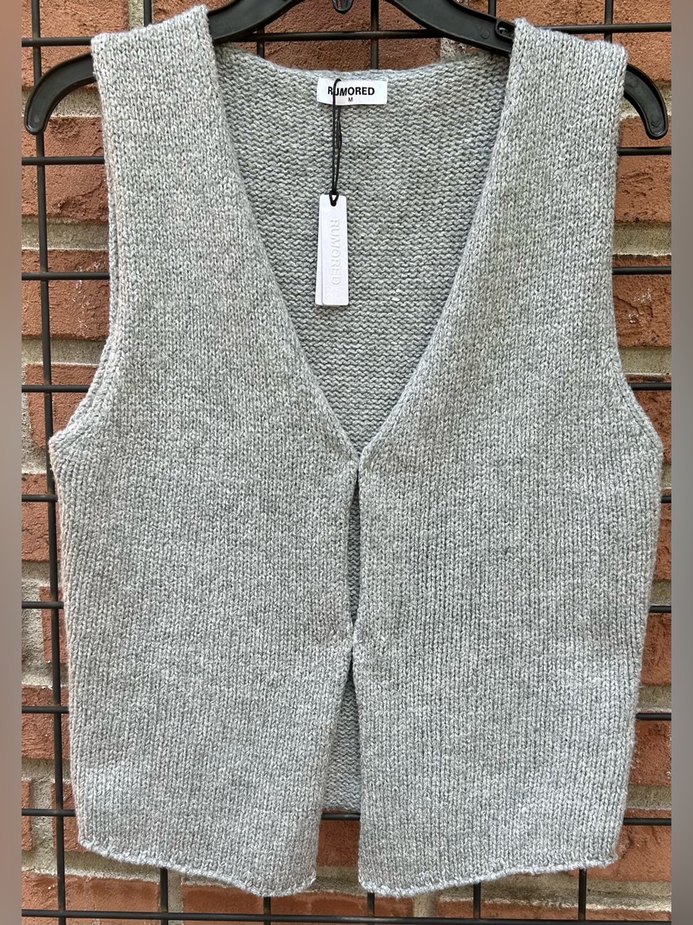 Rumored Light Gray V-Neck Knit Sweater Vest